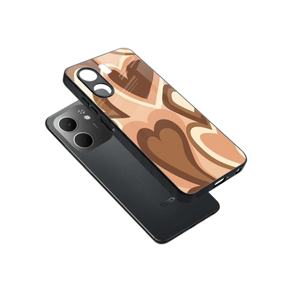 Cocoa Heartbeat sleek oppo a5x 5g cover with tempered glass back and TPU edges