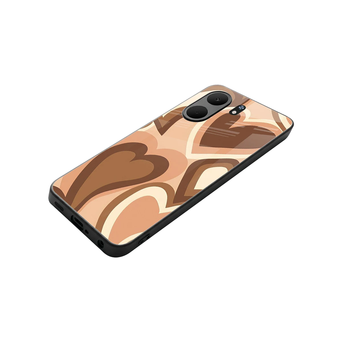 Cocoa Heartbeat stylish phone case for oppo a5x 5g | glossy glass and slim fit