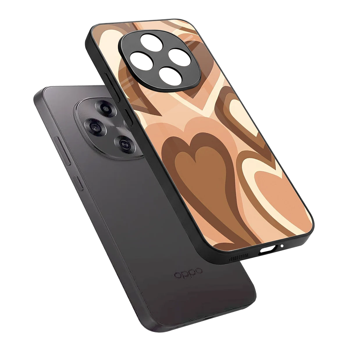 Cocoa Heartbeat sleek oppo f31 pro 5g cover with tempered glass back and TPU edges