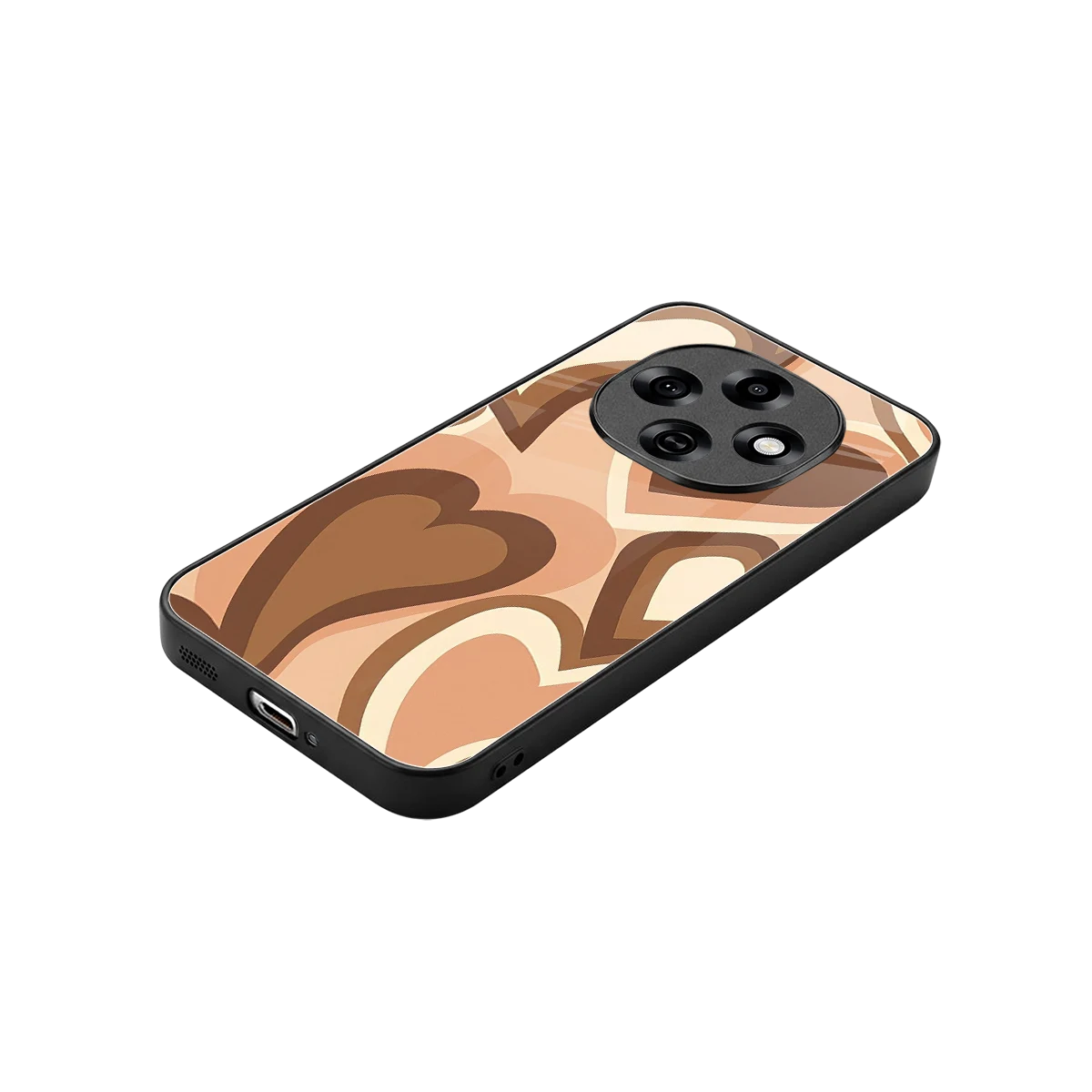 Cocoa Heartbeat stylish phone case for oppo f31 pro 5g | glossy glass and slim fit