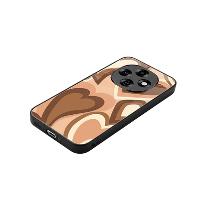 Cocoa Heartbeat stylish phone case for oppo f31 pro 5g | glossy glass and slim fit