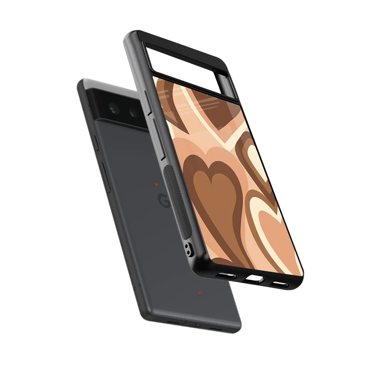Cocoa Heartbeat sleek google pixel 6a cover with tempered glass back and TPU edges