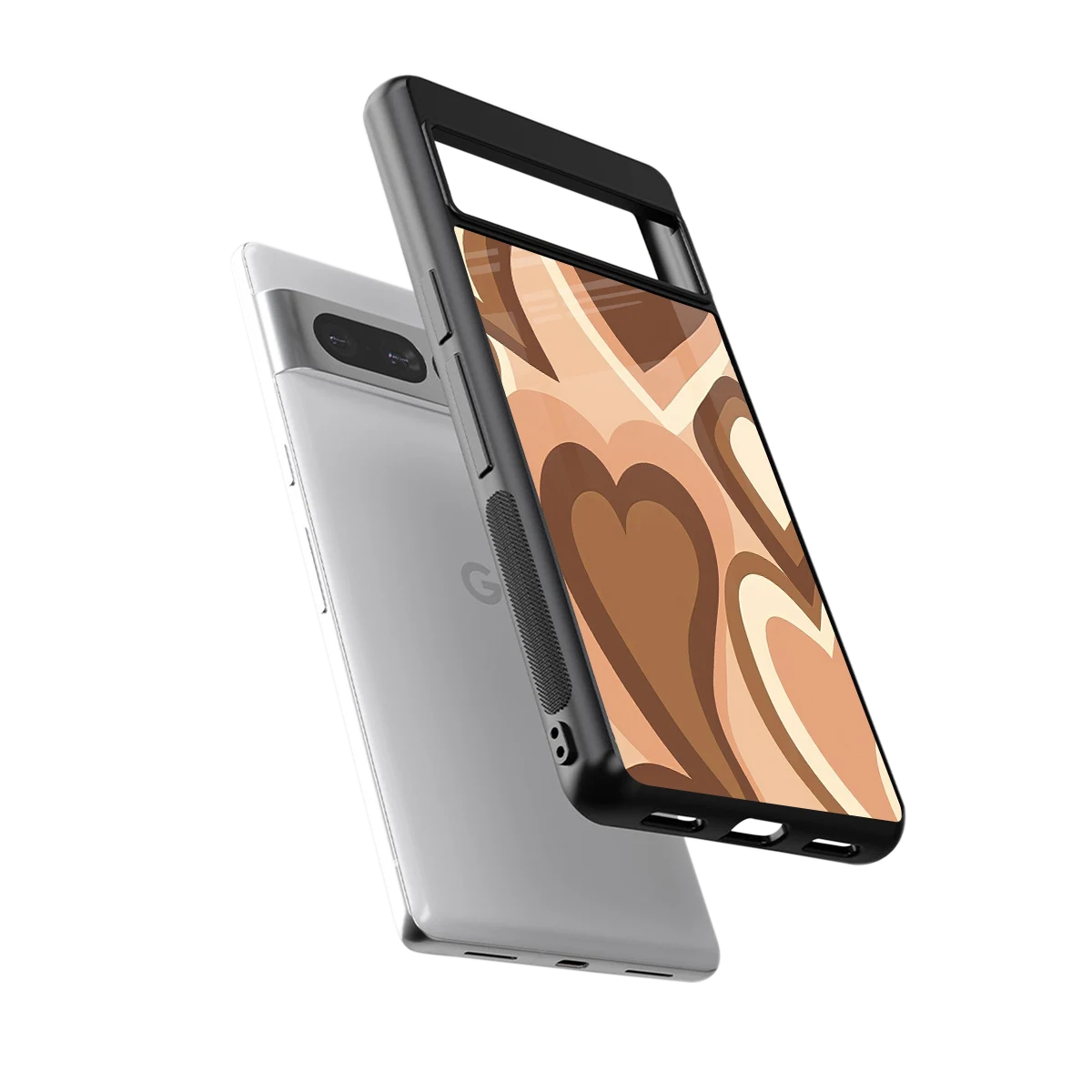 Cocoa Heartbeat sleek google pixel 7 pro cover with tempered glass back and TPU edges