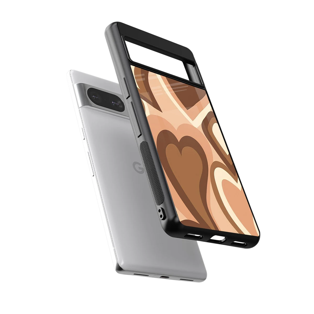 Cocoa Heartbeat sleek google pixel 8 cover with tempered glass back and TPU edges