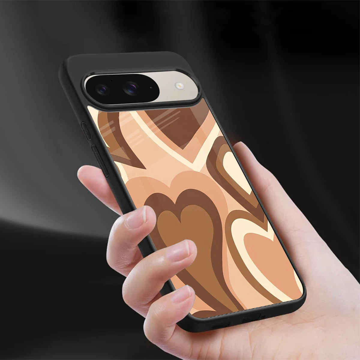 Cocoa Heartbeat sleek google pixel 9 cover with tempered glass back and TPU edges