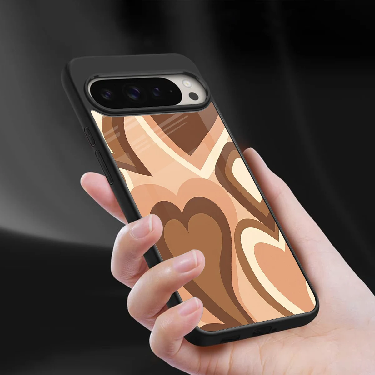 Cocoa Heartbeat sleek google pixel 9 pro xl cover with tempered glass back and TPU edges