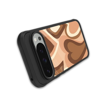 Cocoa Heartbeat stylish phone case for google pixel 9 pro xl | glossy glass and slim fit
