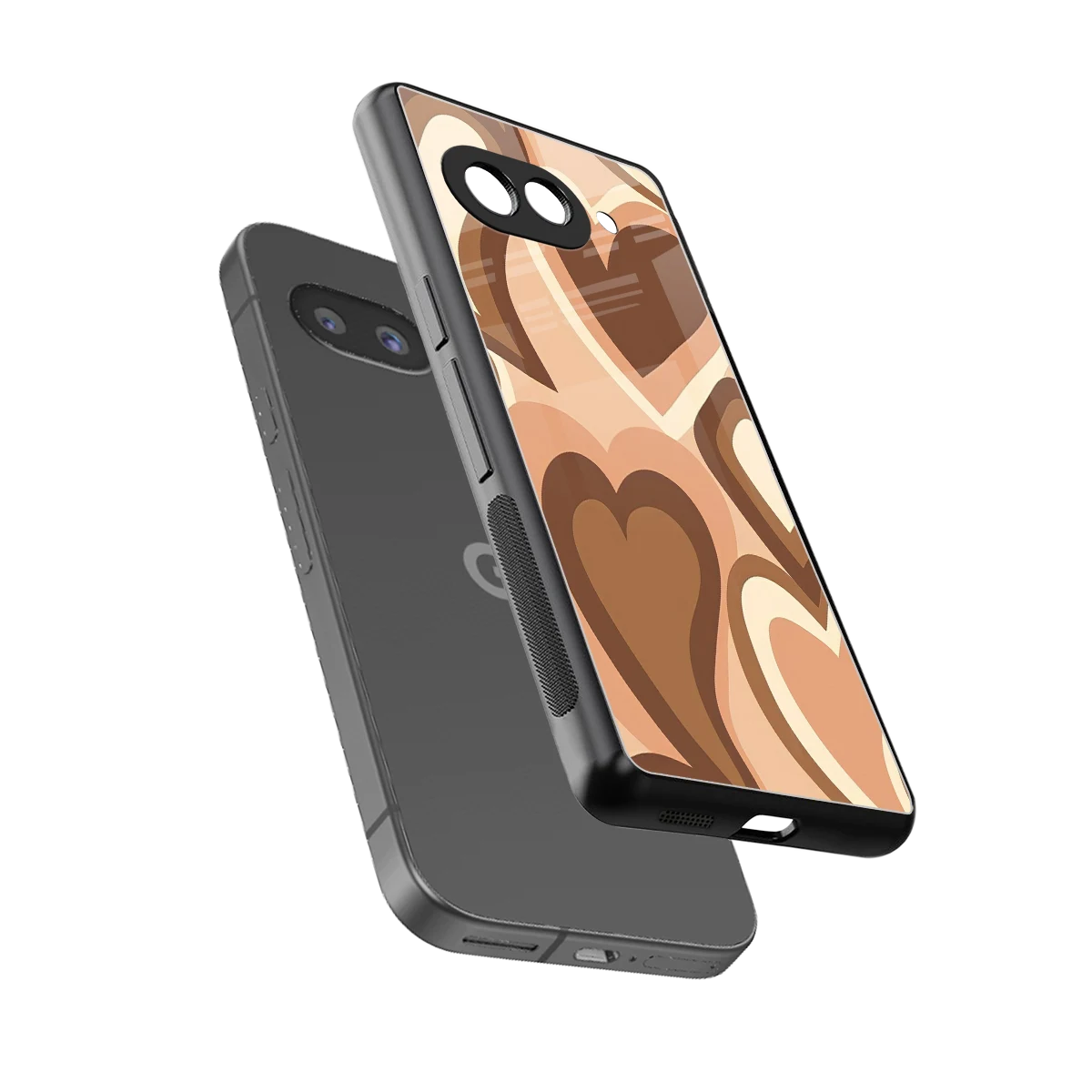 Cocoa Heartbeat sleek google pixel 10a cover with tempered glass back and TPU edges