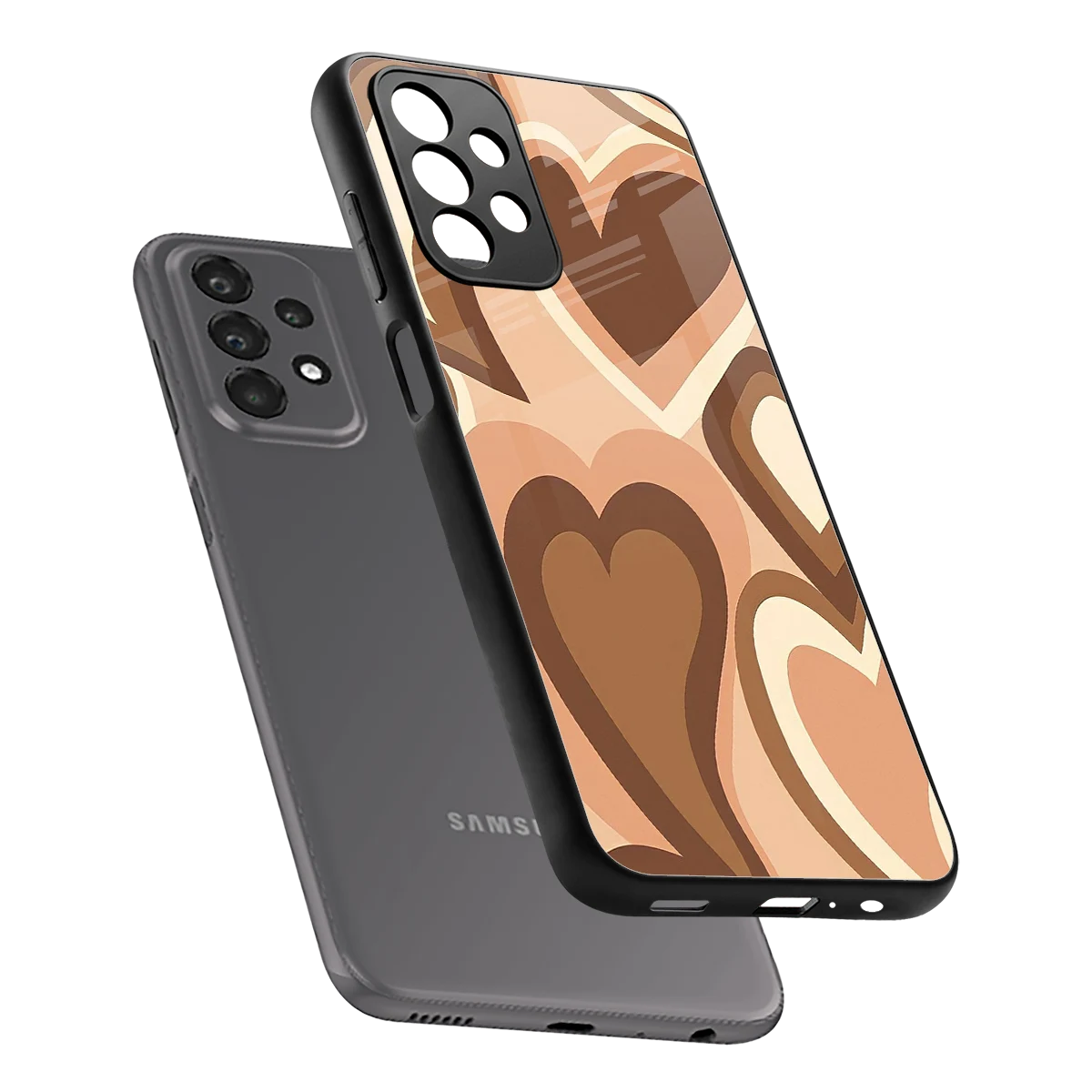 Cocoa Heartbeat sleek samsung galaxy a23 cover with tempered glass back and TPU edges