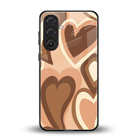 Cocoa Heartbeat back phone cover | glass case for samsung galaxy m36 5g
