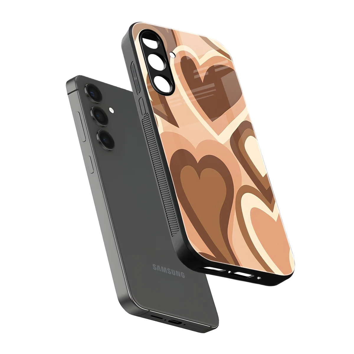 Cocoa Heartbeat sleek samsung galaxy m35 5g cover with tempered glass back and TPU edges