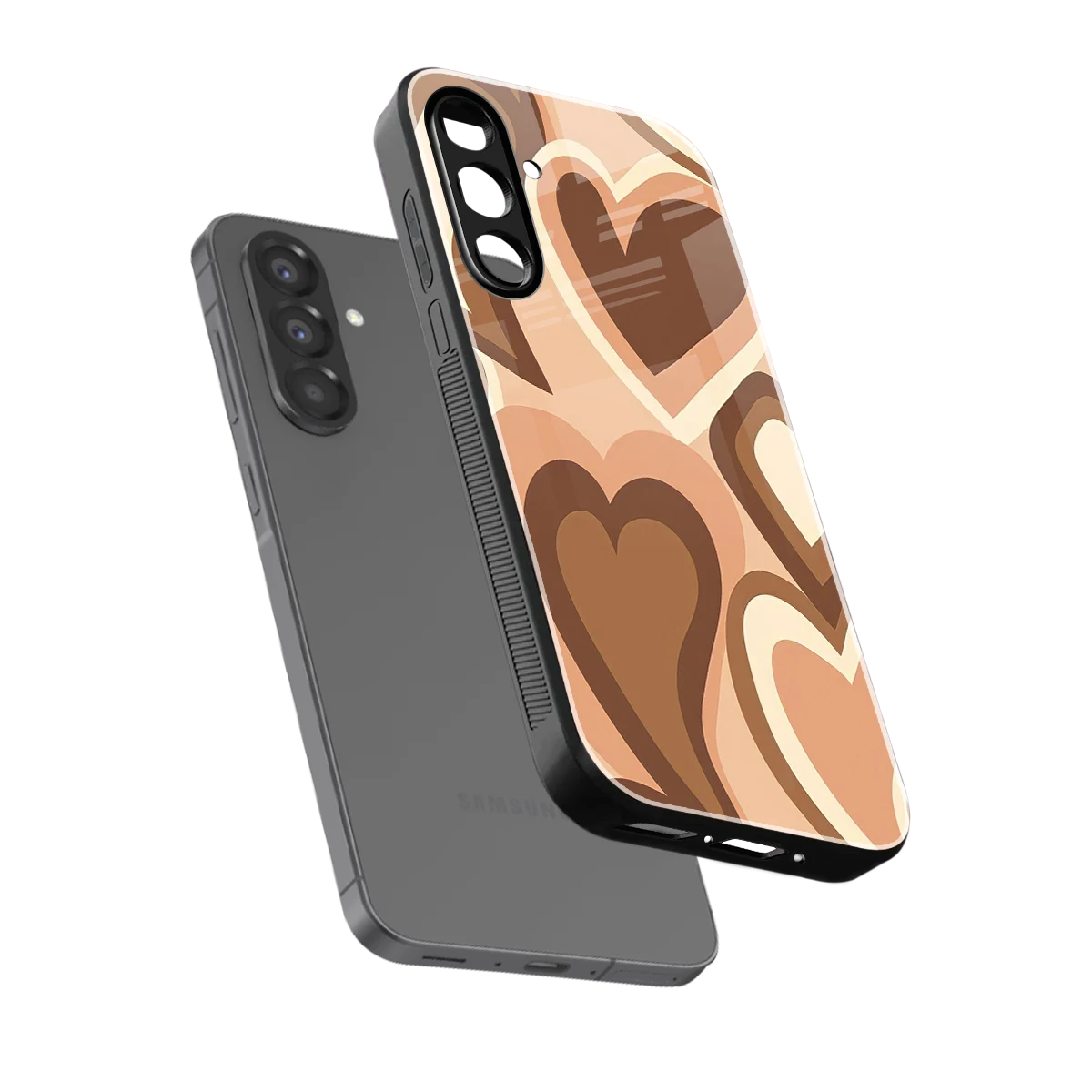 Cocoa Heartbeat sleek samsung galaxy a36 5g cover with tempered glass back and TPU edges