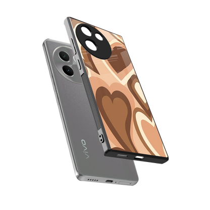 Cocoa Heartbeat sleek vivo v30e cover with tempered glass back and TPU edges