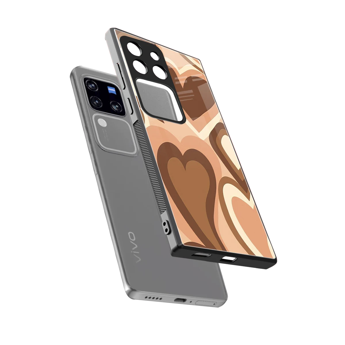 Cocoa Heartbeat sleekvivo v30 pro cover with tempered glass back and TPU edges