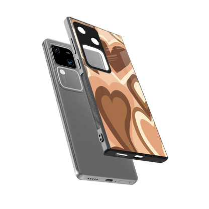 Cocoa Heartbeat sleek vivo v30 cover with tempered glass back and TPU edges