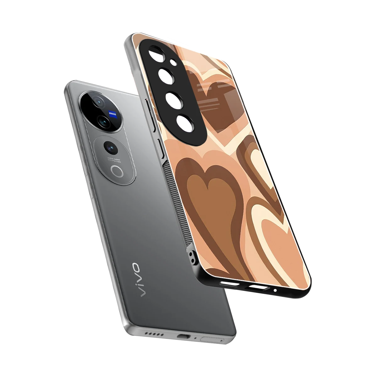 Cocoa Heartbeat sleek vivo v40 pro cover with tempered glass back and TPU edges