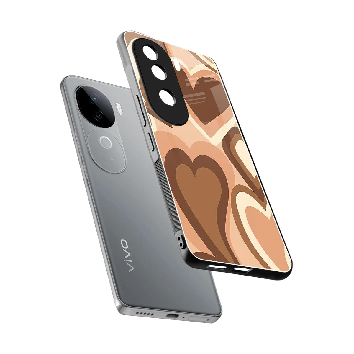 Cocoa Heartbeat sleek vivo v40e cover with tempered glass back and TPU edges