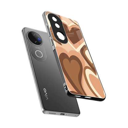 Cocoa Heartbeat sleek vivo v50 cover with tempered glass back and TPU edges