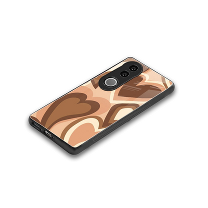 Cocoa Heartbeat stylish phone case for vivo v50 | glossy glass and slim fit