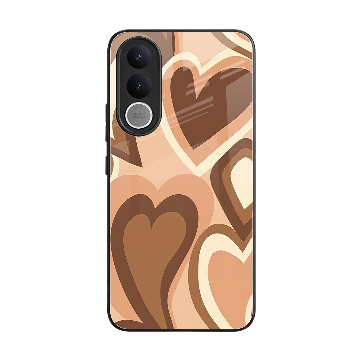 Cocoa Heartbeat back phone cover | glass case for vivo v70 fe