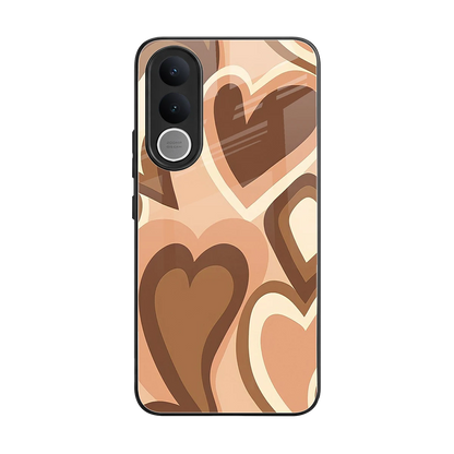 Cocoa Heartbeat back phone cover | glass case for vivo v70 fe