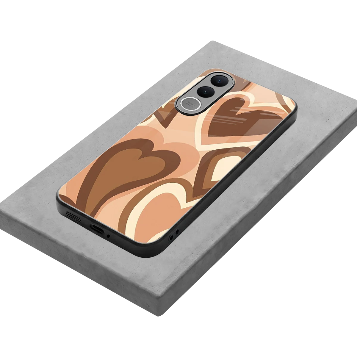 Cocoa Heartbeat stylish phone case for vivo v70 fe | glossy glass and slim fit