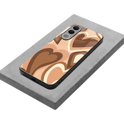 Cocoa Heartbeat stylish phone case for vivo v70 fe | glossy glass and slim fit