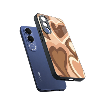 Cocoa Heartbeat sleek vivo v70 fe cover with tempered glass back and TPU edges