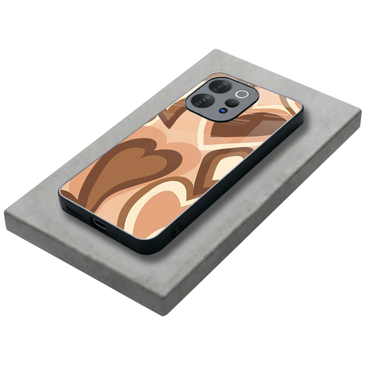 Cocoa Heartbeat stylish phone case for vivo v70 elite | glossy glass and slim fit