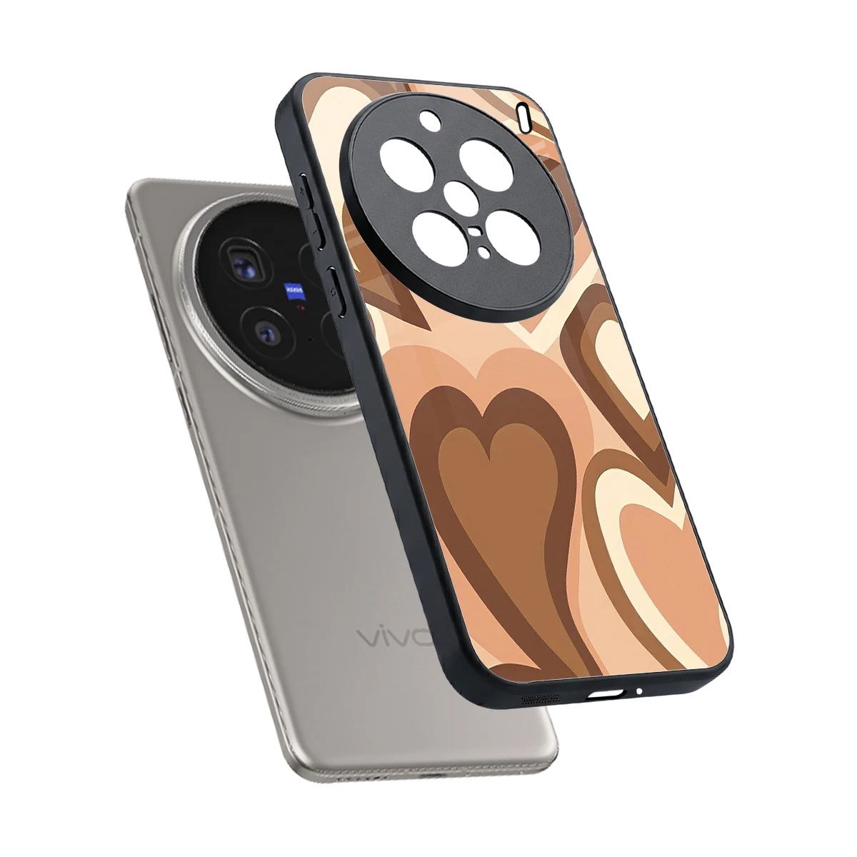 Cocoa Heartbeat sleek vivo x200 pro cover with tempered glass back and TPU edges