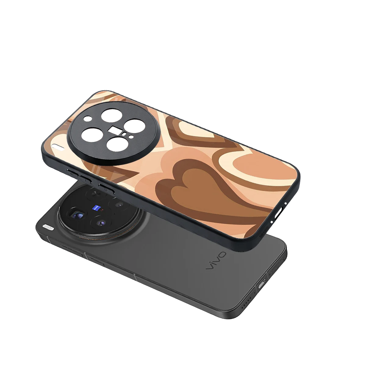 Cocoa Heartbeat sleek vivo x300 pro cover with tempered glass back and TPU edges