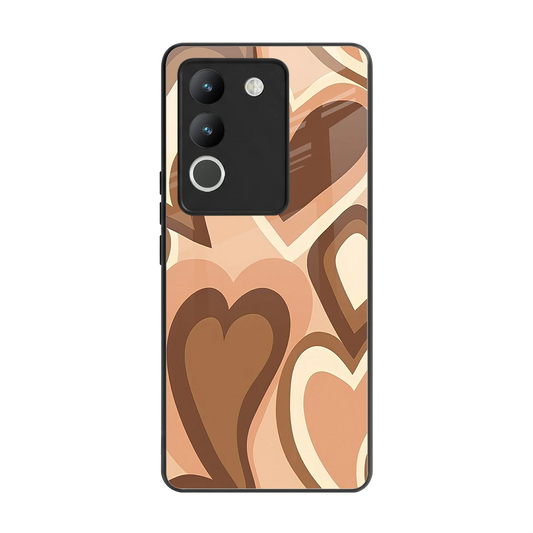 Cocoa Heartbeat back phone cover | glass case for vivo y200 5g
