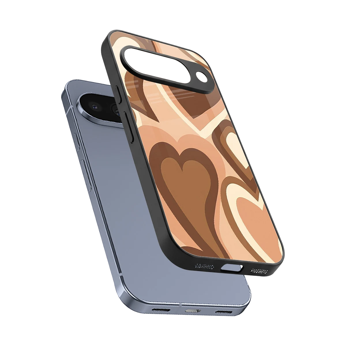 Cocoa Heartbeat sleek google pixel 10 cover with tempered glass back and TPU edges