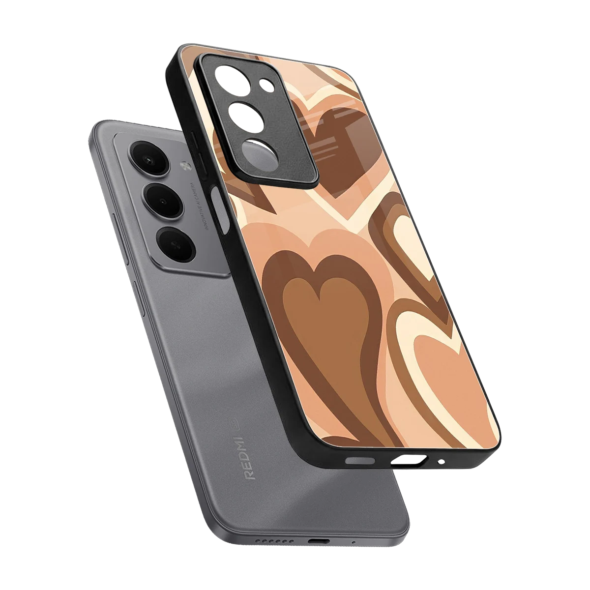 Cocoa Heartbeat sleek redmi 15 5g cover with tempered glass back and TPU edges