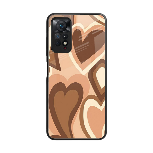 Cocoa Heartbeat back phone cover | glass case for redmi note 11 pro