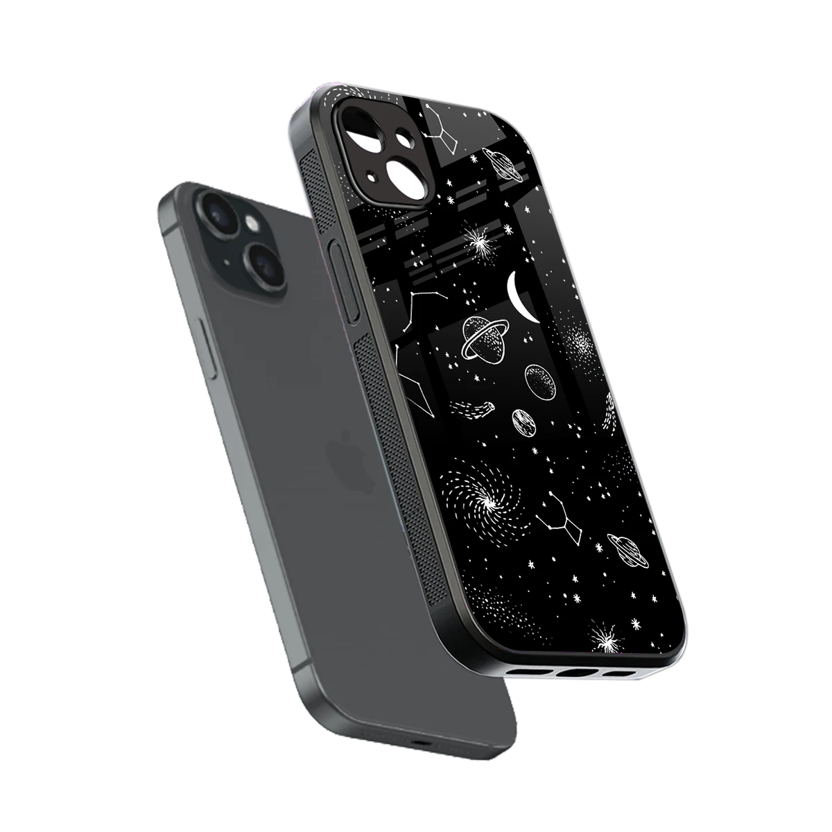 Cosmic Dreams sleek iphone 14 plus cover with tempered glass back and TPU edges