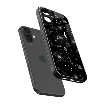 Cosmic Dreams sleek iPhone 16 cover with tempered glass back and TPU edges