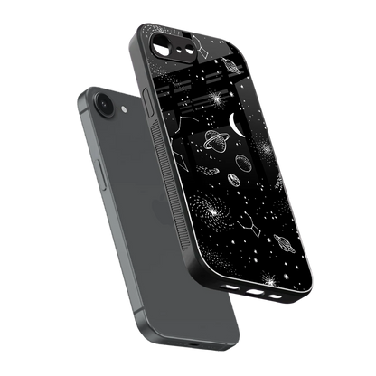 Cosmic Dreams sleek iphone 16e cover with tempered glass back and TPU edges