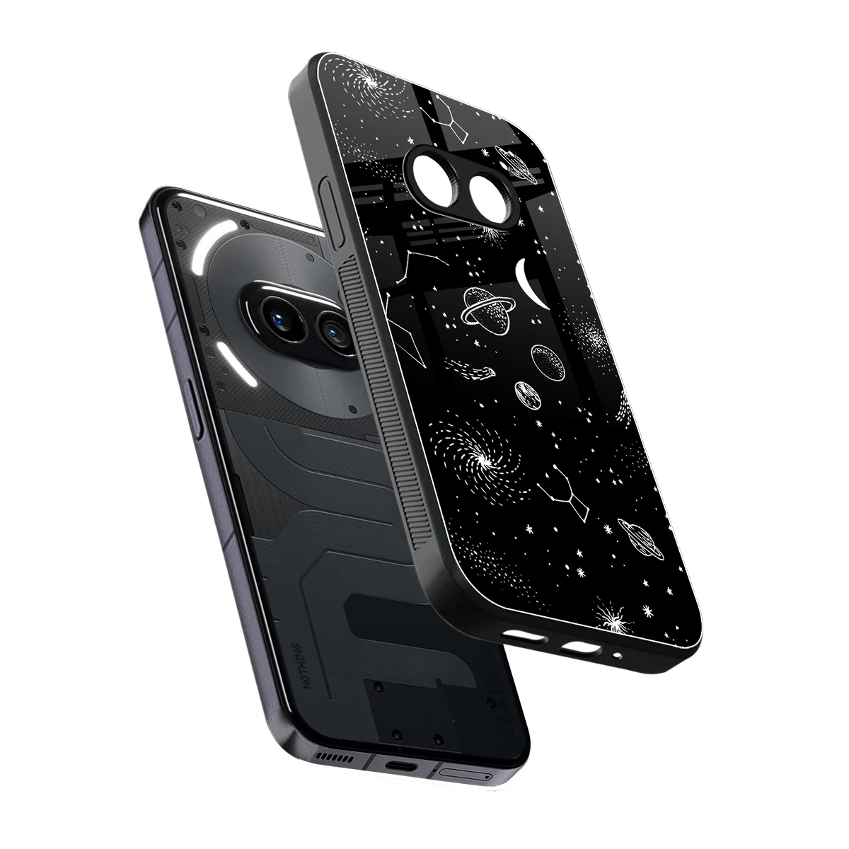 Cosmic Dreams sleek nothing phone 2a cover with tempered glass back and TPU edges