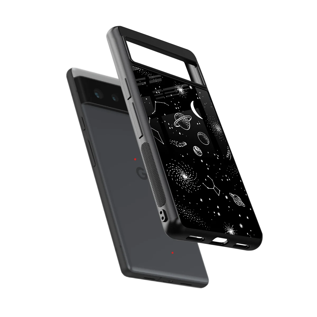 Cosmic Dreams sleek google pixel 6a cover with tempered glass back and TPU edges