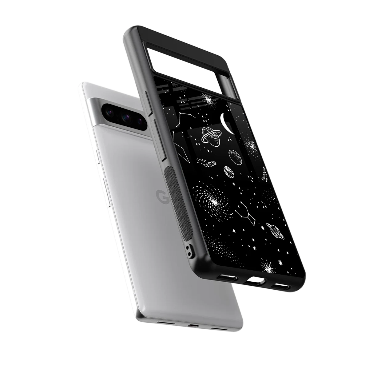 Cosmic Dreams sleek google pixel 8 pro cover with tempered glass back and TPU edges