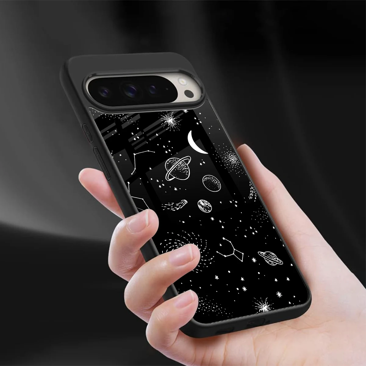 Cosmic Dreams sleek google pixel 9 pro cover with tempered glass back and TPU edges
