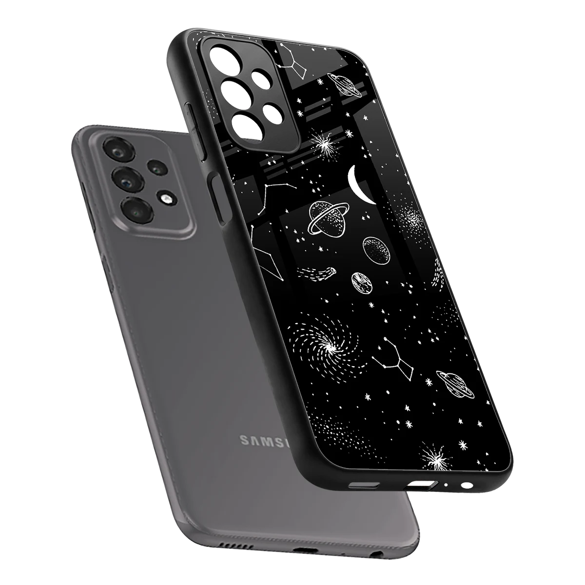 Cosmic Dreams sleek samsung galaxy a23 cover with tempered glass back and TPU edges