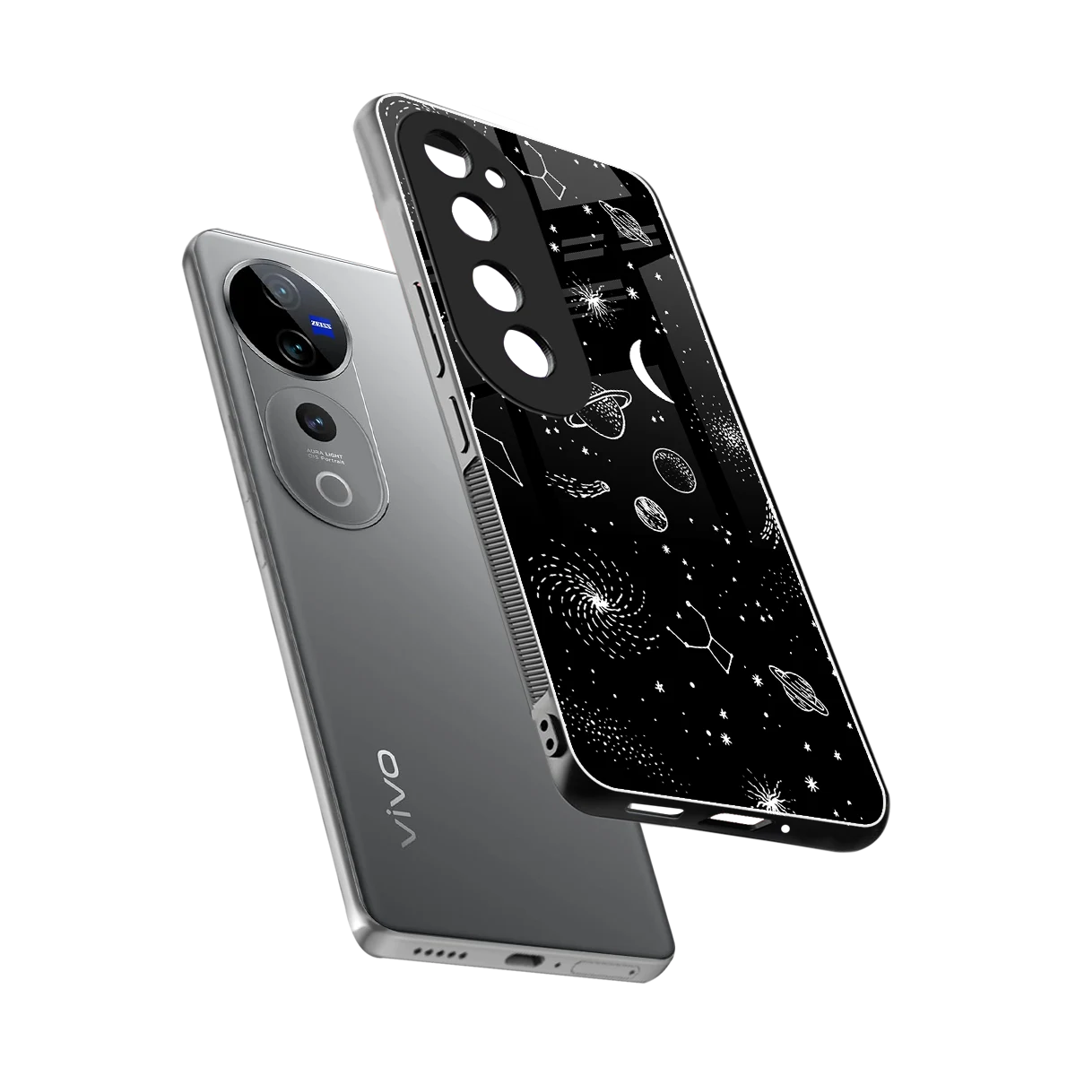 Cosmic Dreams sleek vivo v40 pro cover with tempered glass back and TPU edges