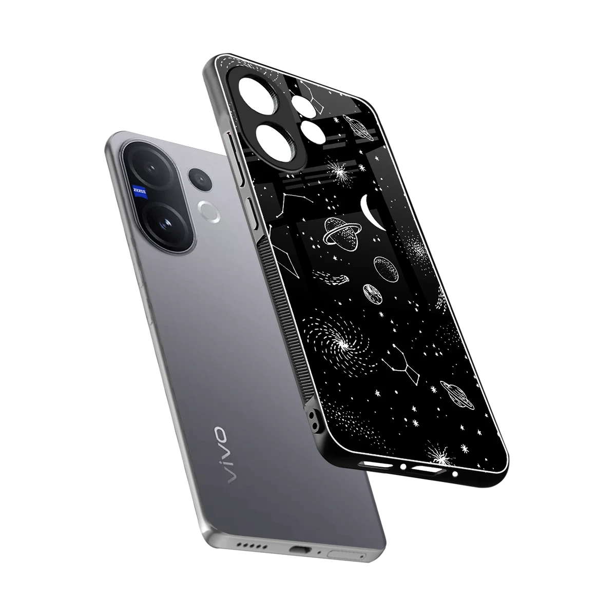 Cosmic Dreams sleek vivo v60 cover with tempered glass back and TPU edges