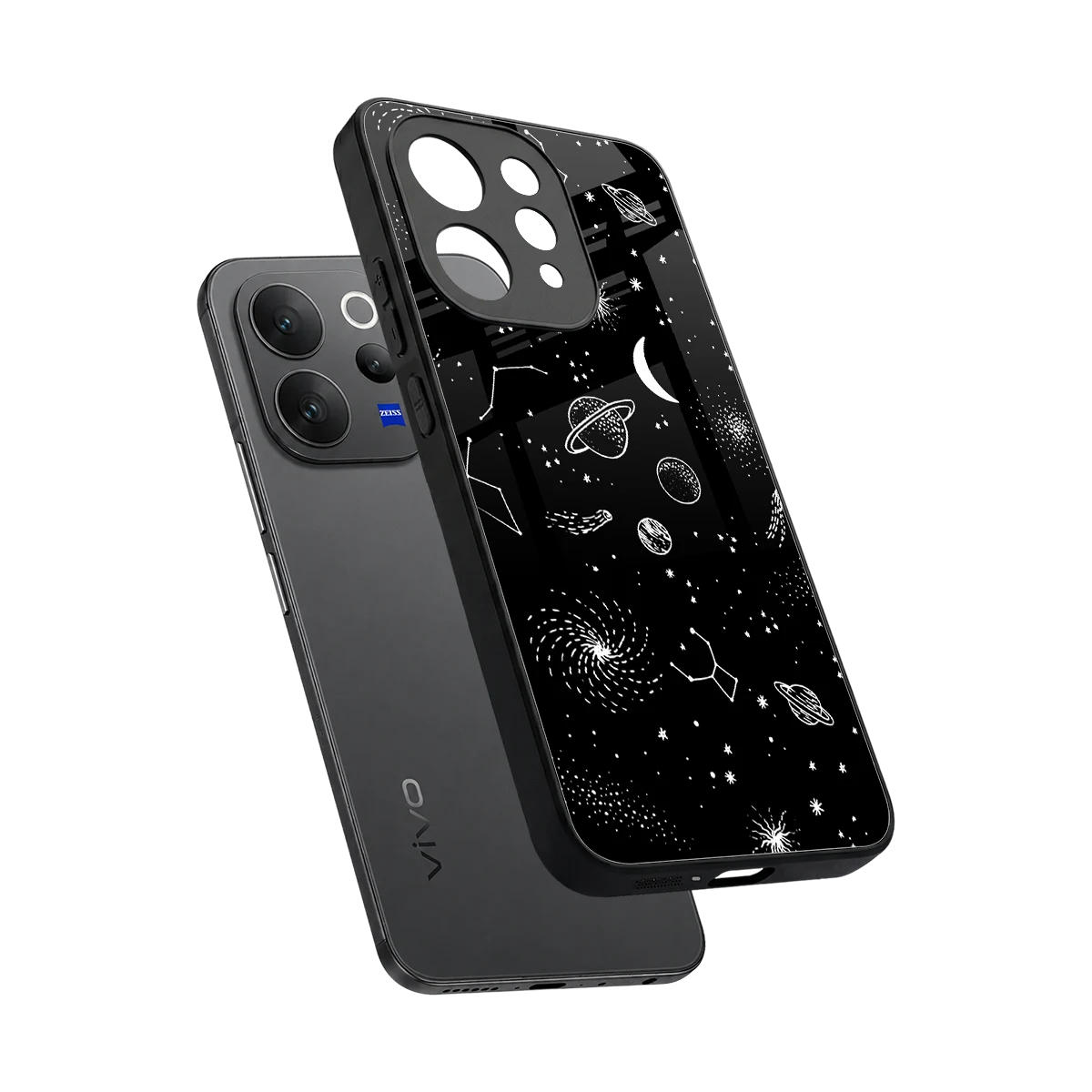 Cosmic Dreams sleek vivo v70 cover with tempered glass back and TPU edges