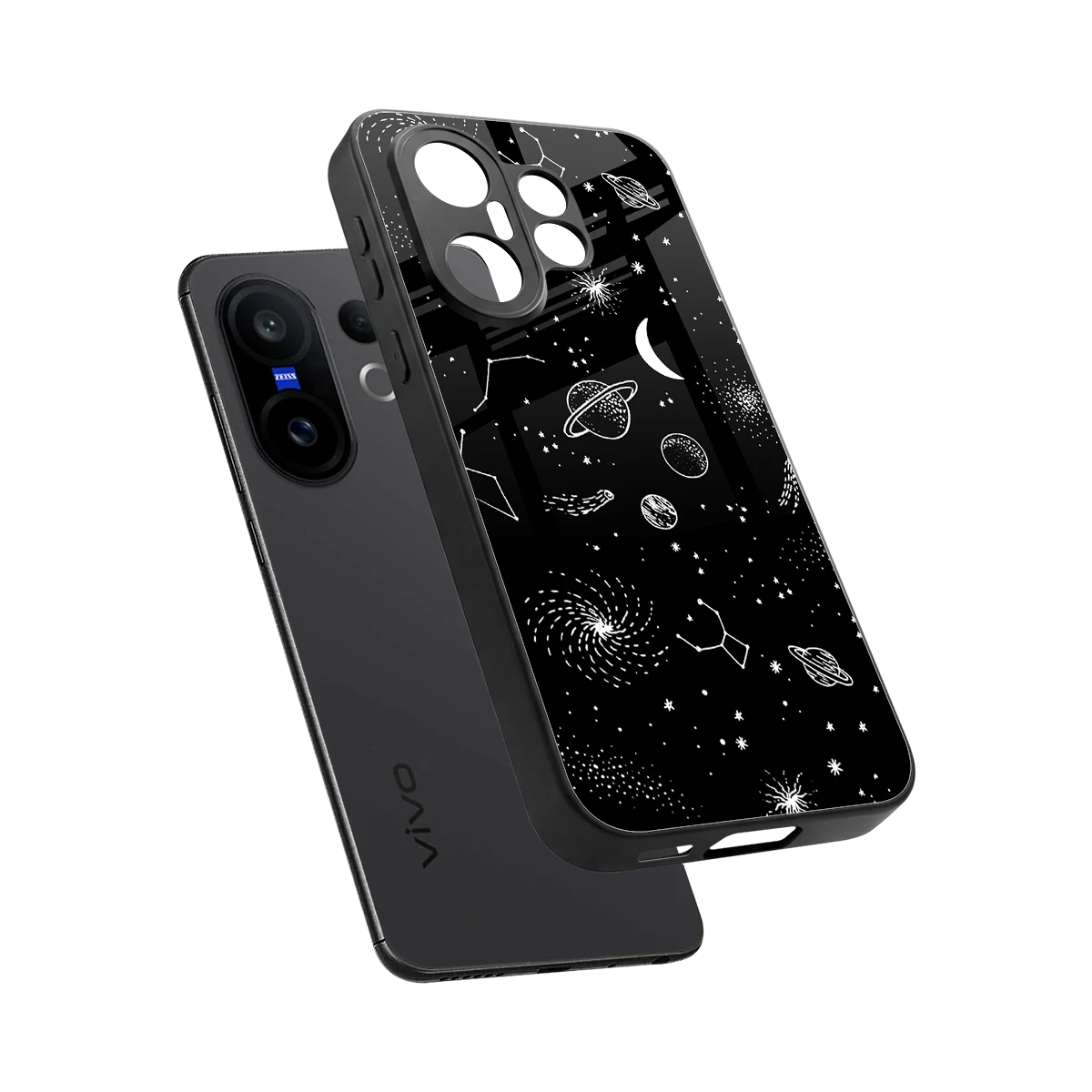 Cosmic Dreams sleek vivo x200 fe cover with tempered glass back and TPU edges
