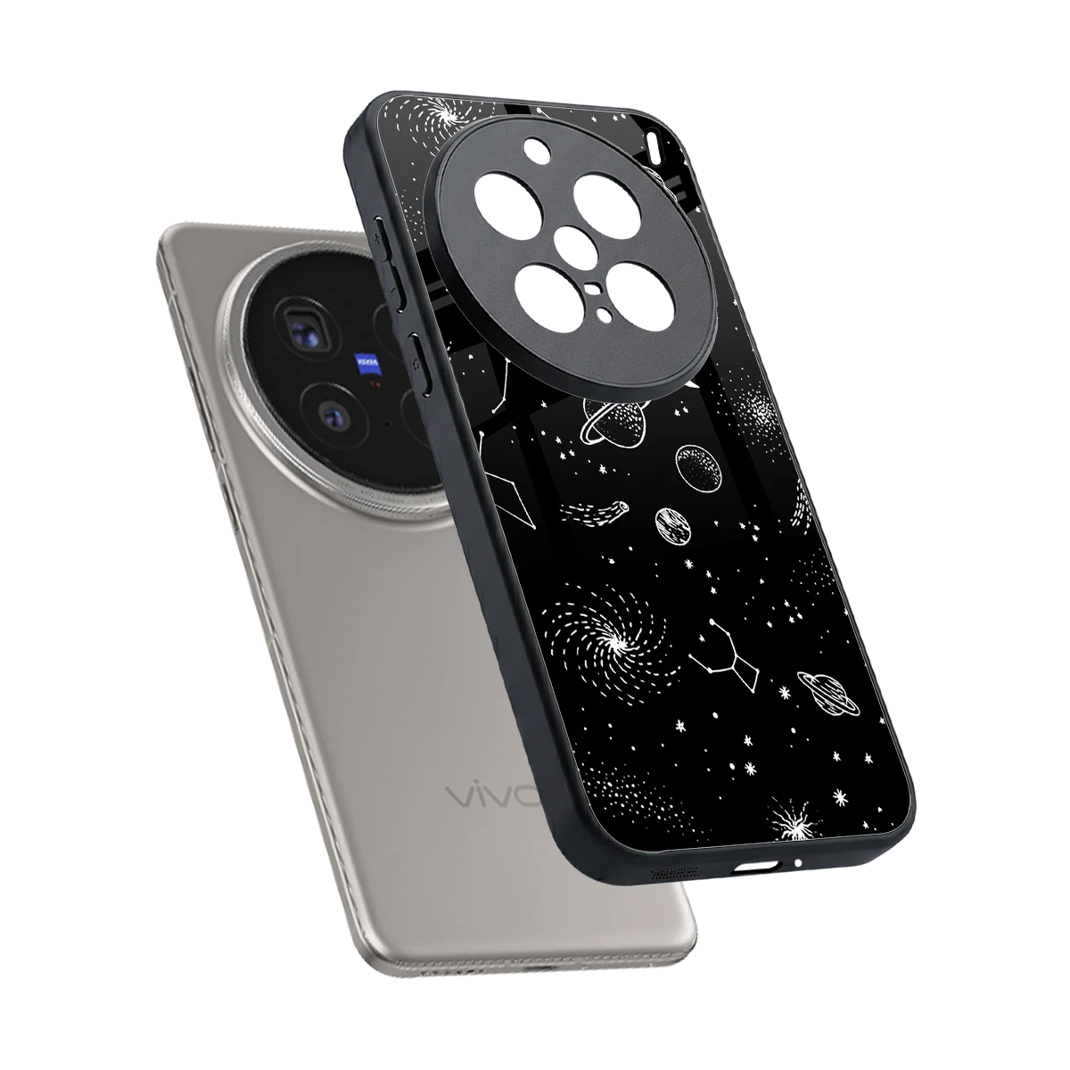 Cosmic Dreams sleek vivo x200 pro cover with tempered glass back and TPU edges
