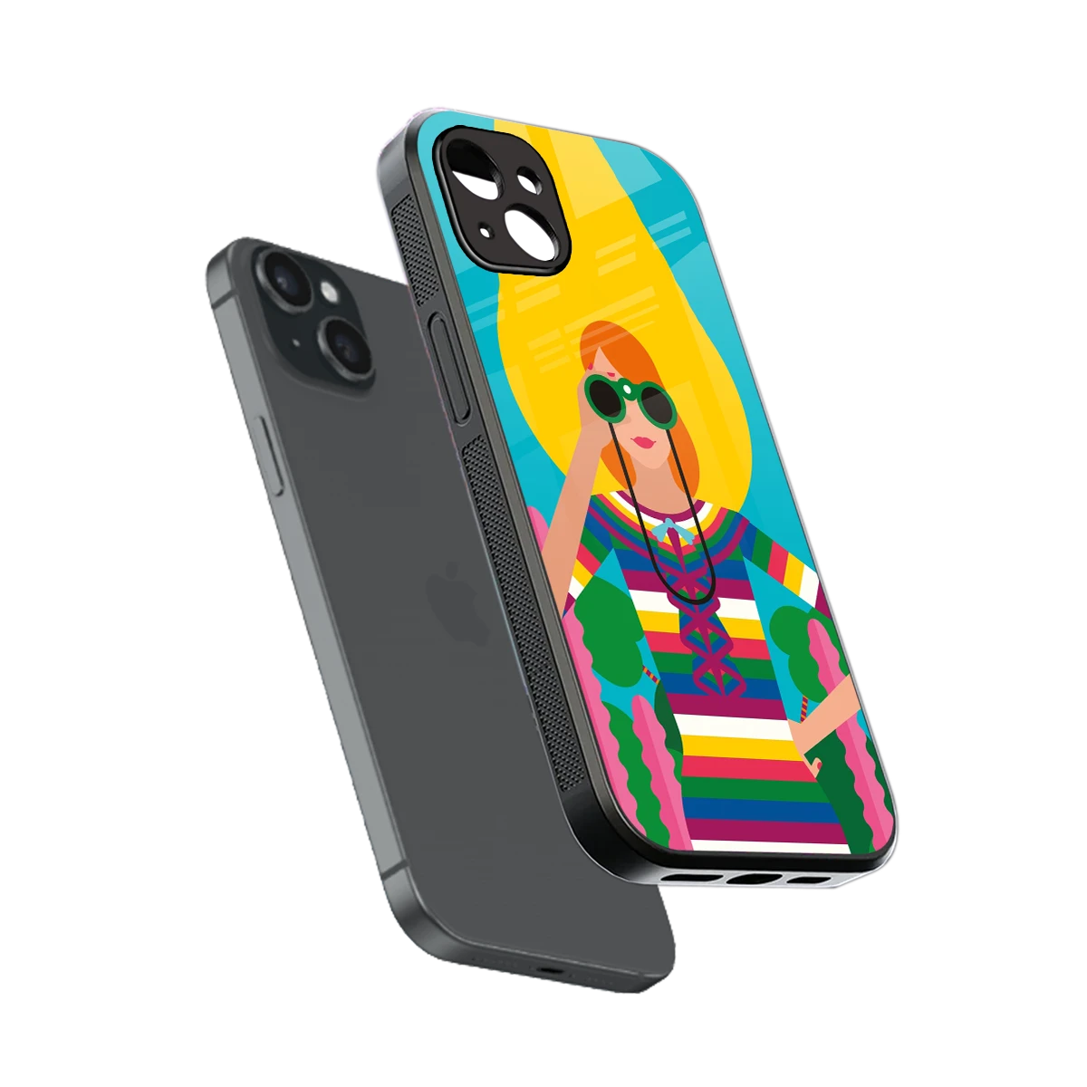 Cosmic Explorer sleek iphone 14 plus cover with tempered glass back and TPU edges