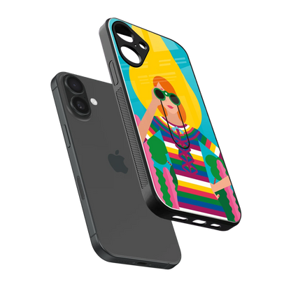 Cosmic Explorer sleek iphone 16 plus cover with tempered glass back and TPU edges